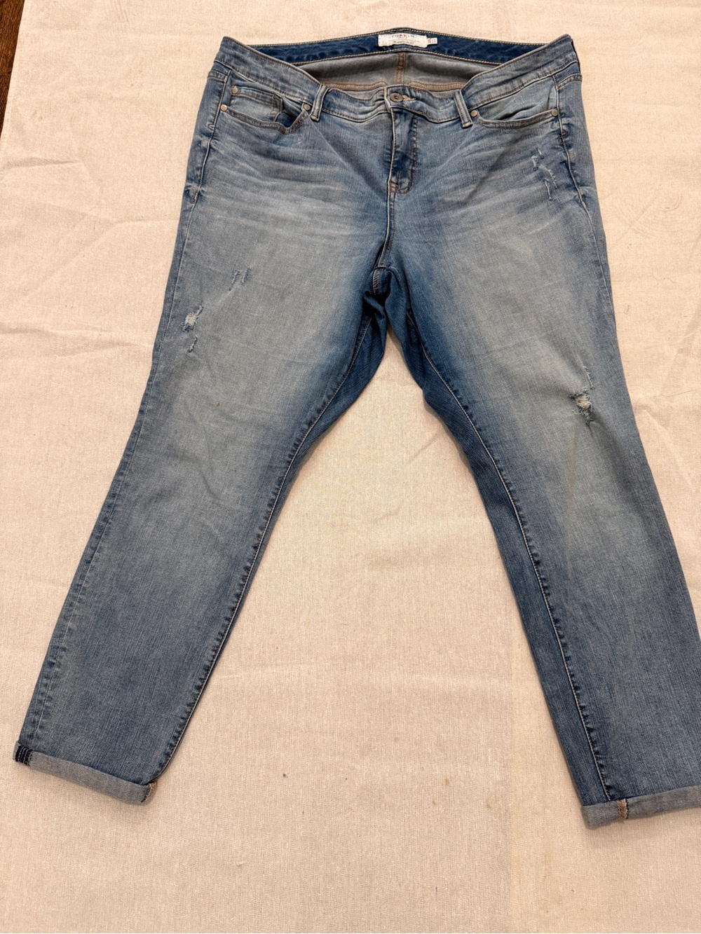 Torrid Denim Boyfriend Jeans Size 20R Distressed Cuffed Stretch Plus Size